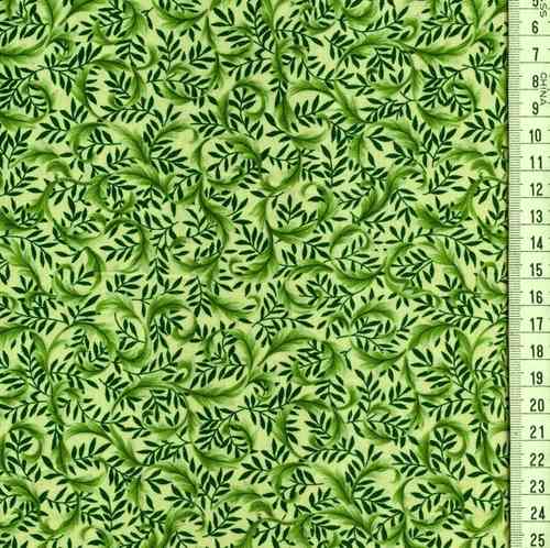 arabesques de feuilles vertes, fond écru