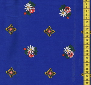 PRO-4172-6 Provençal; motifs fleurs, marguerites, roses, Fond bleu