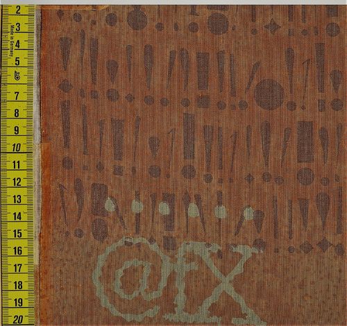 TEX-11855-31 textes,signes,marron,vert amande,F/orangé