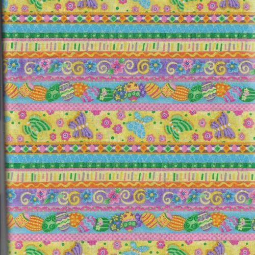 ENF-12053-M bandes, papillons, oeufs, fleurs, multicolore,